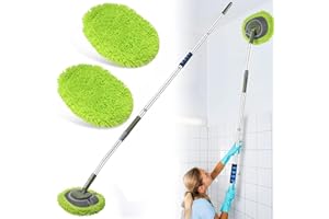SLIIMU Wall Cleaner, Max 66'' Wall Mop with Long Handle, Ceiling Dust Mop with 15° Labor-Saving Elbow Extension Pole, Baseboard Duster Washer Scrubber, High Reach Window Cleaning Brush, Roof Cleaning Tool-GN