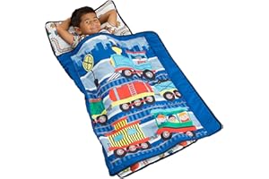 EVERYDAY KIDS Toddler Nap Mat with Removable Pillow -Choo Choo Train- Carry Handle with Fastening Straps Closure, Rollup Design, Soft Microfiber for Preschool, Daycare, Sleeping Bag - Ages 2-6 Years