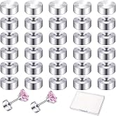 30 Pcs Flat Earrings Back Screw on Earrings Back for Stud Stainless Steel Flatbacks Replacement Flat Earring Backs for Stud Round Screw on Ear Ring Backs for Women Men Earring Studs