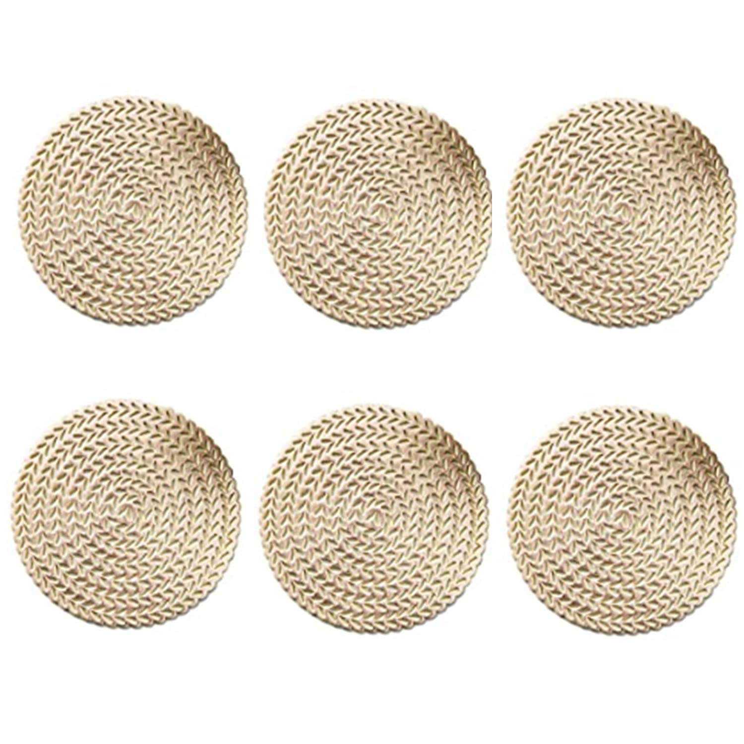 LAIYOHO 6 Pack Gold Coasters 10x10cm, Round Hollowed PVC Drink Mats, Heat Resistant Table Protection for Home Kitchen Dining