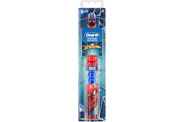 Oral-B Kid's Battery Toothbrush featuring Marvel's Spiderman, Soft Bristles, for Kids 3+