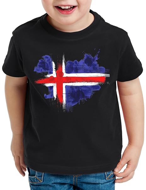 CottonCloud Flagge Island Kinder T-Shirt Fußball Sport Iceland WM EM Fahne