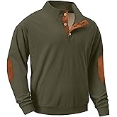 Askdeer Mens Sweatshirts Heavyweight Fleece Corduroy Casual Stand Collar Sweatshirt Mock Neck 1/4 Button Pullover Sweaters