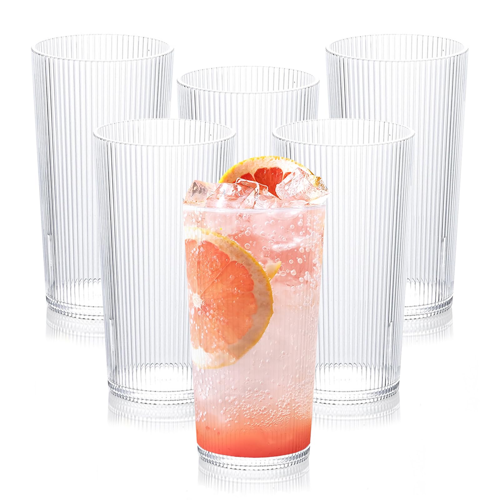 GKSCXEXE 6 Pack 350ml Plastic Cups, Reusable Drinking Glasses Stackable Cocktail Glasses Unbreakable Acrylic Water Tumblers for Adults Kids Party Camping or Everyday Use, Dishwasher Safe, BPA-Free