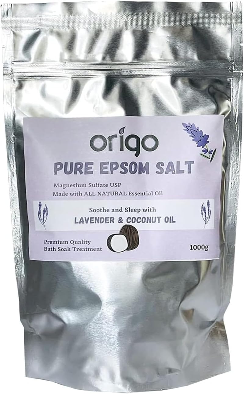 Origo Epsom Salt Lavender Coconut Oil 1KG for Sleep Stress Relief Bath Body Care