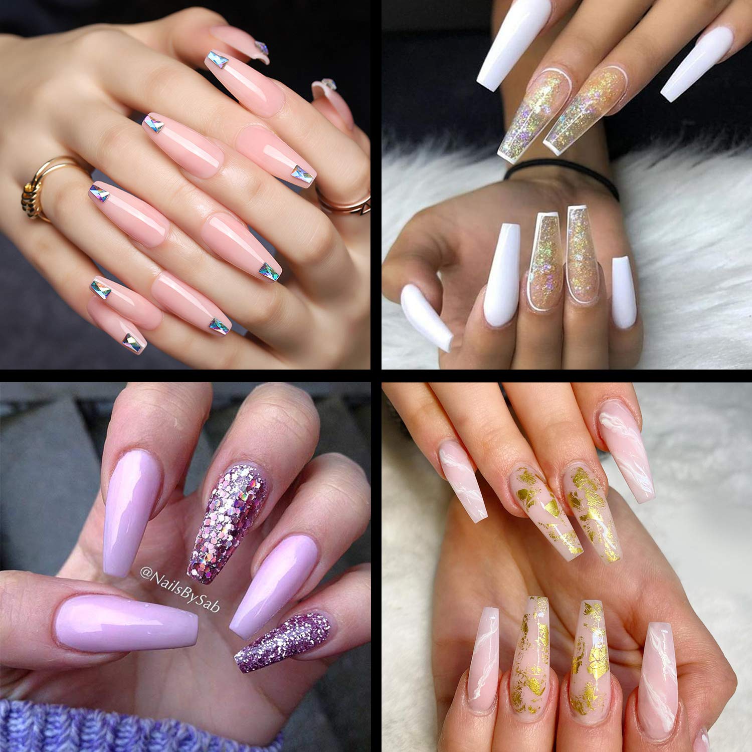 Clear Coffin Nail Tips - Clear Acrylic Nail Tips, 500pcs Clear Ballerina Nail Tips, Half Cover False Nails Fake Nail Tips with Box, INFELING Clear French Nail Tips for Nail Salons Home, 10 Sizes: Beauty