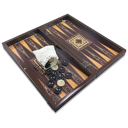 The 19 Antique Mosaic Backgammon Board Game Set