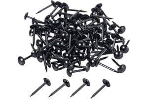 dophee 100Pcs Black Upholstery Nails Tacks, Iron Vintage Round Head Thumb Tacks Push Pin Studs for Furniture Sofa Door Cork Board DIY Projects Home Decoration, 7x17mm/0.28"x0.67"