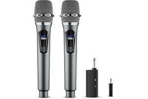OXXYEEKS Wireless Microphone,Professional Dual Handheld Cordless Dynamic Mic System with Rechargeable Receiver,Karaoke Microphone Set for Singing, Karaoke, Wedding, DJ, Party, Speech,Church,Class Use,PA System