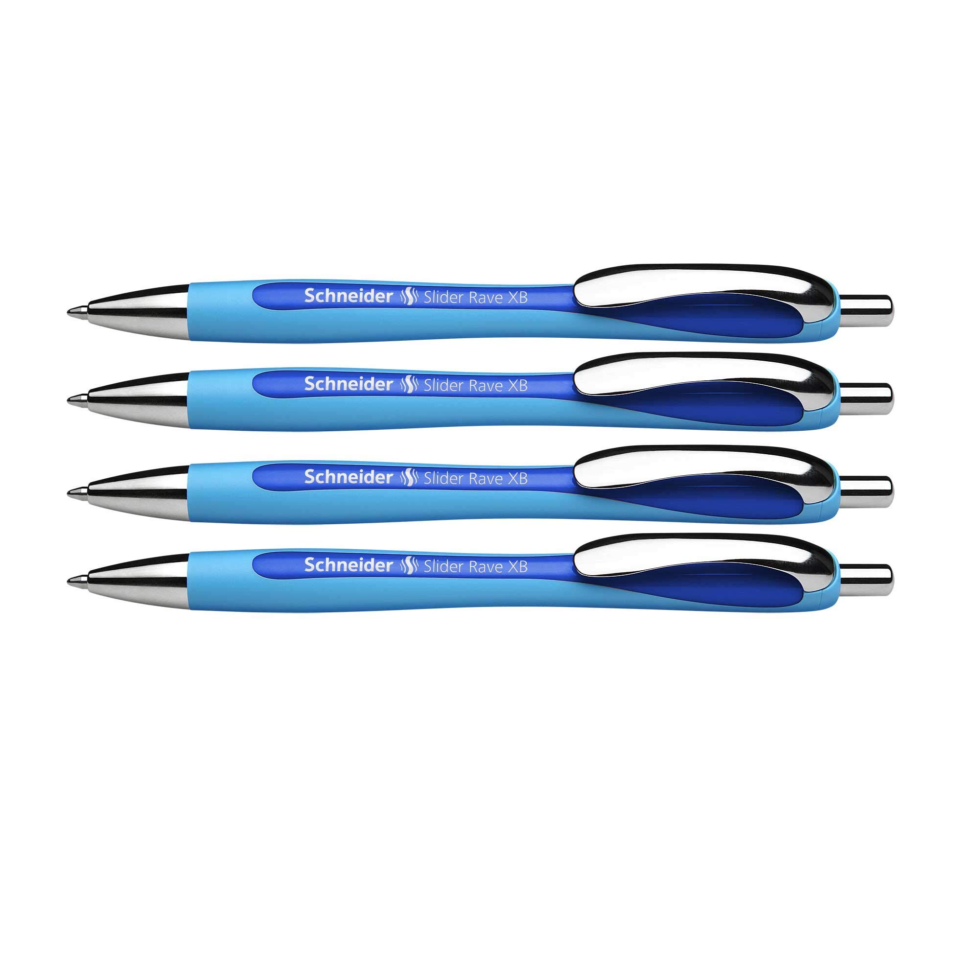 Slider Rave XB Ballpoint Pen Blue Metal Clip Blue Barrel A 4 Items