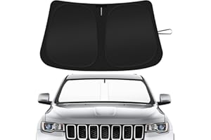 SHINEHOME Car Windshield Sun Shade Compatible with 2014-2024 2025 Jeep Grand Cherokee Accessories Foldable Front Window Sunshade Custom Windshield Sun Visor