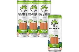 KUL MOCKS Moscow Mule – Premium Non-Alcoholic Mocktail 4-Pack – Zero Proof Cocktail with Vodka-Inspired Flavor, Ginger & Lime – Low Calorie, Gluten-Free, No Adaptogens, Ready to Sip