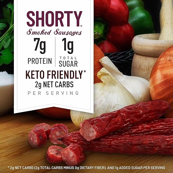DUKE’S PORK CAJUN ANDOUILLE SMOKED SHORTY SAUSAGES, 7G PROTEIN PER SERVING, 5 OZ.