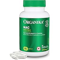 Organika Canadian-Made NAC (N-Acetyl-L-Cysteine) 500mg- Supports Antioxidant Glutathione Levels, Immune System Support, Liver