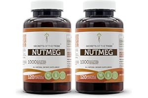 Secrets of the Tribe Nutmeg 120 Capsules(2 pcs.), 1000 mg, Nutmeg (Rou Dou Kou, Myristica Fragrans) Dried Nut (2x120 Capsules)