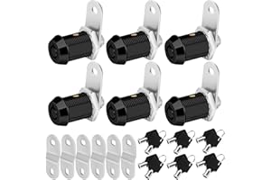 Sissinda Cam Locks Black RV Storage Locks Keyed Alike, 7/8” Fits on 9/16” Max Door Thickness, RV Compartment Locks for Camper Trailer Cabinet Locks with Keys (Black 7/8 Inch 6Pack)