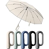 DYALE Travel Compact Inverted Umbrella with Ring Buckle, Portable Large Strong Windproof Reverse Reflective Umbrellas for Rain & Sun