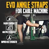 EVO Fitness Ankle Straps Padded Cable Machine for Glute Training Matt Black view 3