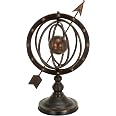 Deco 79 Metall-Armillarsphäre Auf Holzständer – Rustikales Design, Angelaufenes Messing-Finish, Ca. 43 Cm Hoch