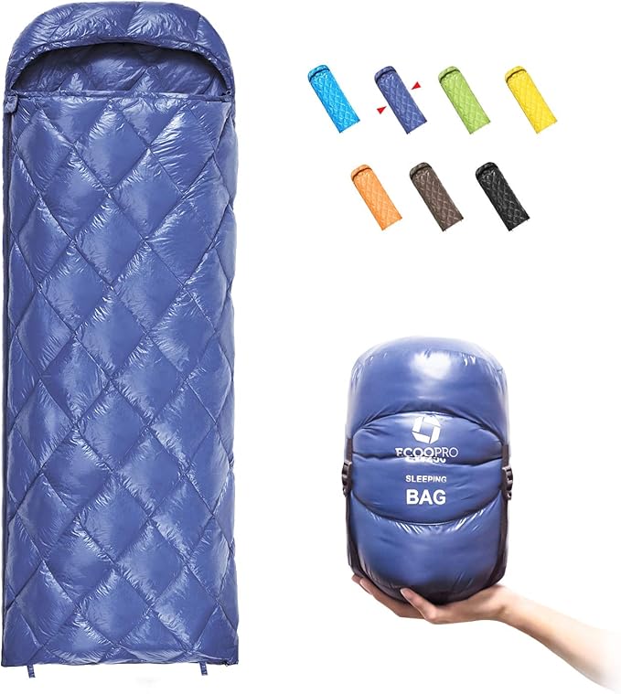 ECOOPRO Down Sleeping Bag, 41 Degree F 600 Fill Power Cold Weather
