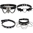 4-teiliges Gothic Schmuck Set - Choker Halskette & Armbänder Mit Glitzersteinen Für Halloween