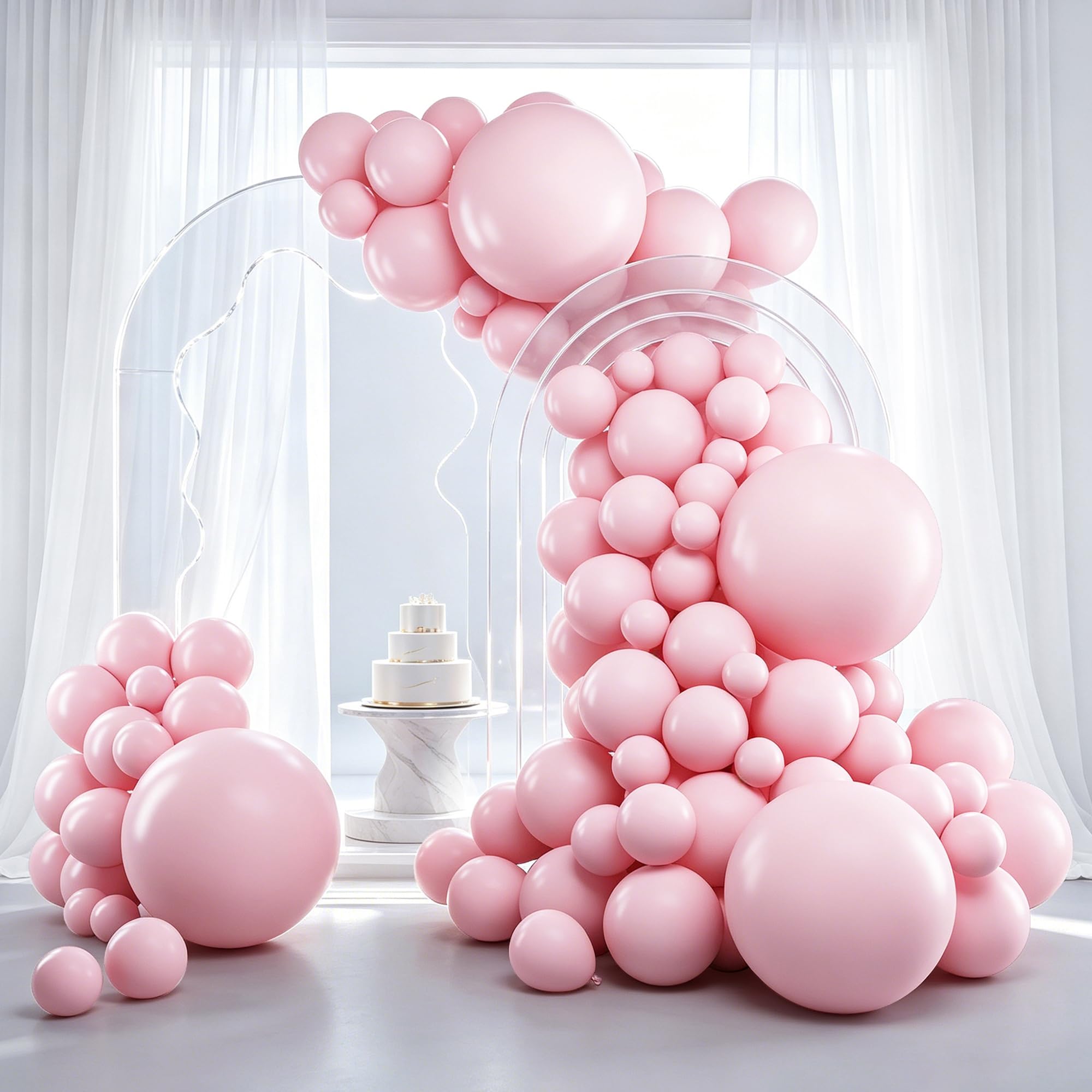 RUBFAC Pink Balloons Pastel Pink Balloon Arch Kit Different Sizes 129pcs