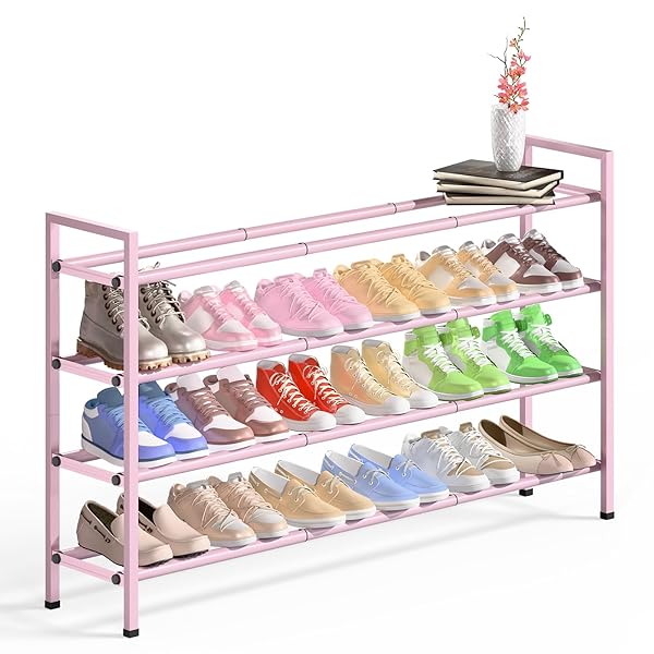BUMUSTY 4-TIER LONG EXPANDABLE SHOE RACK FOR CLOSET,...