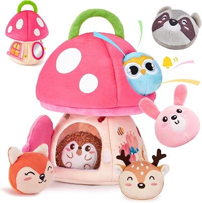 hahaland My First Mushroom House with 6 Jungle Animals Baby Toy