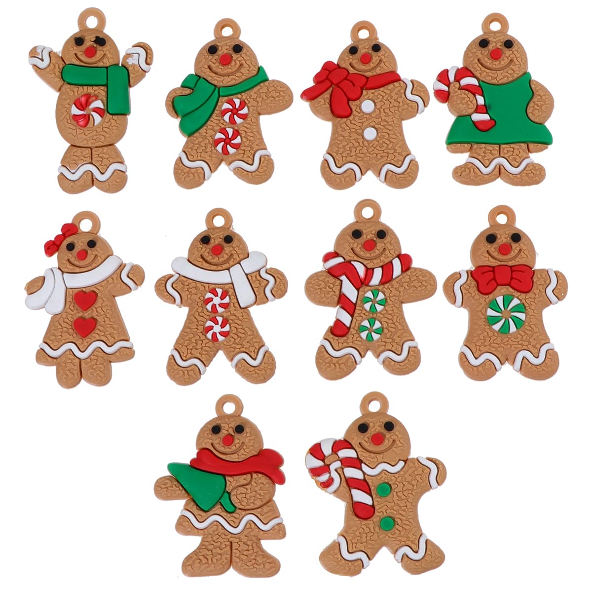 10pcs Gingerbread Christmas Decorations Gingerbread Man Christmas Tree Ornaments Mini Gingerbread Men Charms for Holiday Season Festival Decor