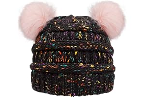 LIUSUPER Women Girls Winter Sequin Cat Ears Hat Knitted Warm Beanie Hat Cute Ski Skull Cap Crochet Beanies