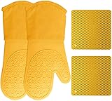 HOMWE Silicone Oven Mitts and Pot Holders, 4-Piece