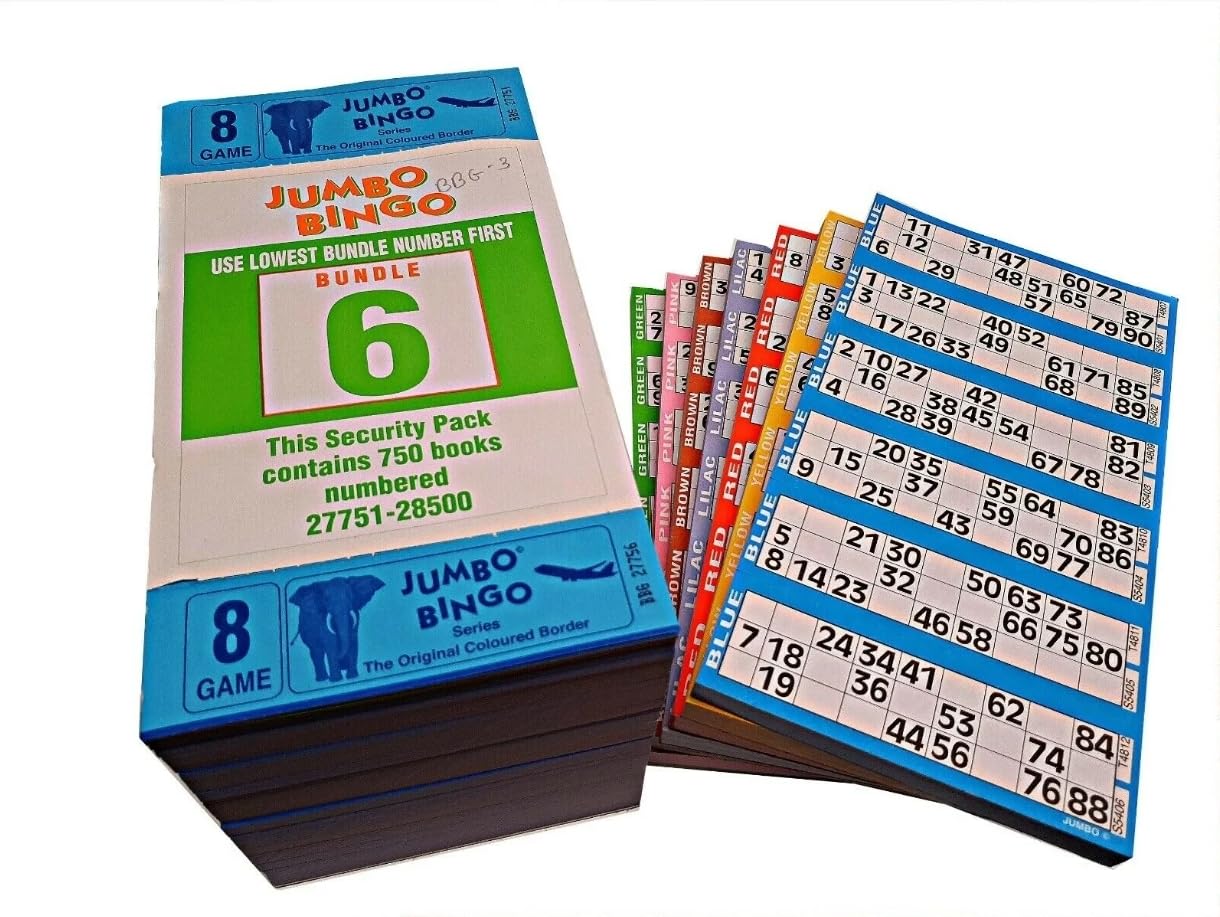 750 8 PAGE GAMES JUMBO BINGO TICKETS 6 TO VIEW JUMBO BINGO BOOKS