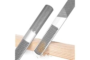 XAQISHIRE 8in 4 Way Wood Rasp File, Premium Grade High Carbon Hand File and Round Rasp, Half Round Flat & Needle Files, Multifunctional Hand File for Sharping Wood, Soft Metal, Plastic Tool - - 1PC