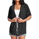 Esooland Womens 2026 Summer Floral Short Sleeve Cardigan Lightweight Open Front Casual Loose Cover Ups