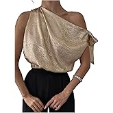 RoseSeek Women's Off Shoulder Tie Side Blouse Sleeveless Crop Tops Elegant Blouses