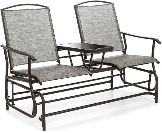Amazon Com Outdoor Mesh Fabric Patio Double Glider W Tempered
