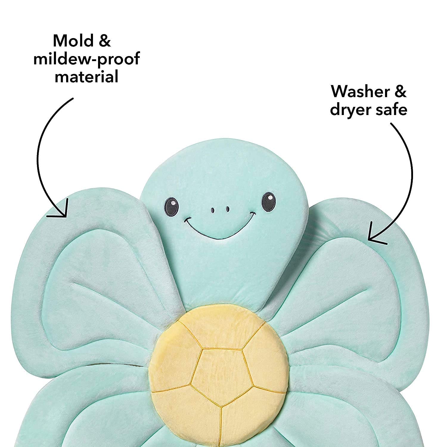 Nuby Turtle Baby Bath Cushion for Bathtub or Sink, Soft and Easy to Dry Fabric, 0-6 Months, Turquoise
