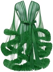 Tulle Robes for Women Sheer Mesh Fur Bridal
