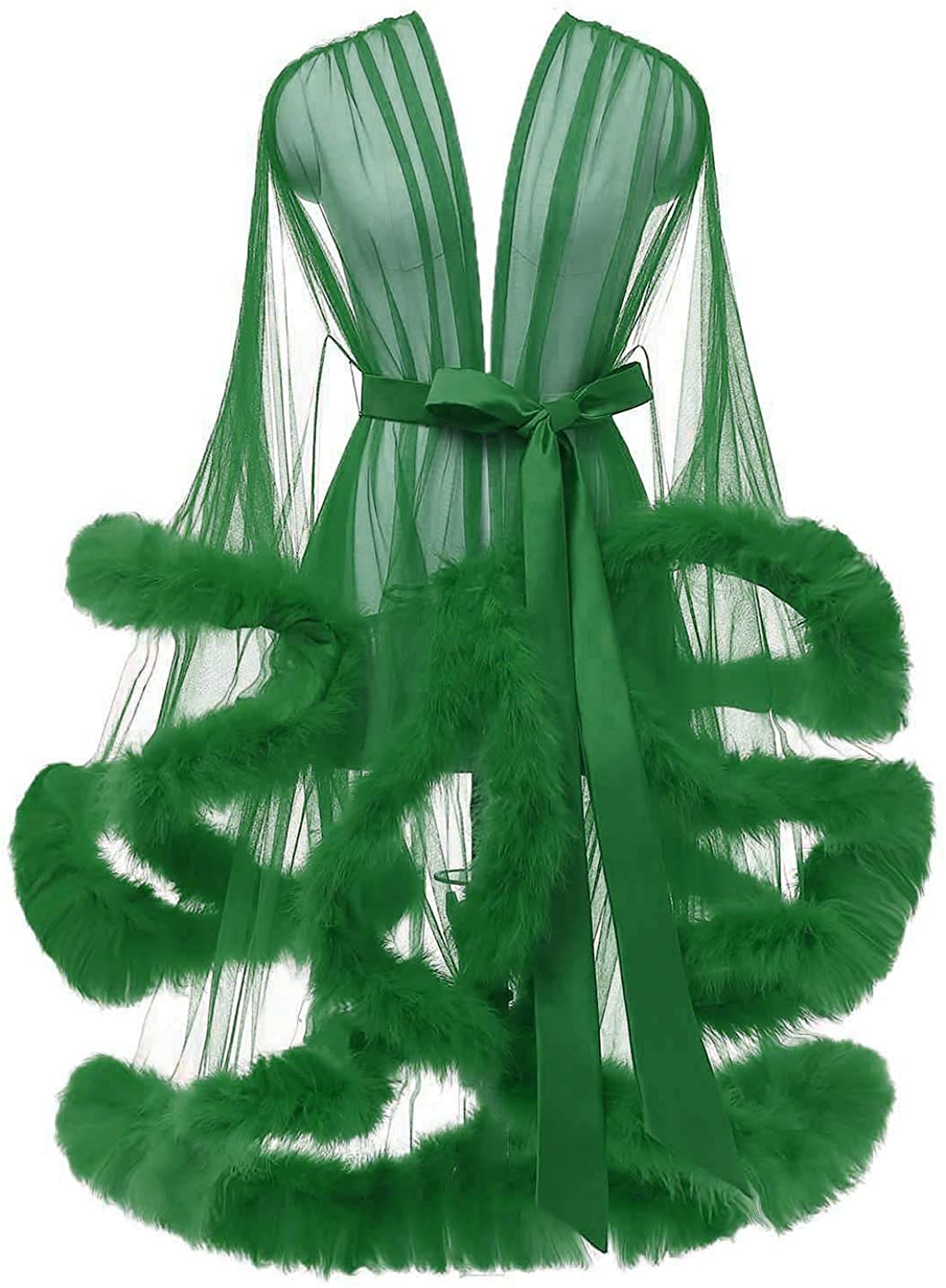 Tulle Robes for Women Sheer Mesh Fur Bridal