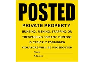 100 Per Pack Posted Yellow Private Property Sign by WristCo - 11" x 11" Outdoor, Weatherproof Tear- Resistant Tyvek high Visibility for Warning No Trespassing Hunting Fishing Trapping, Made in USA