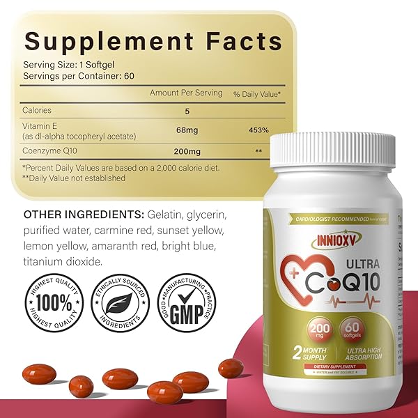 INNIOXV COQ10 200MG SOFTGELS – HIGH ABSORPTION COENZYME Q10 FOR HEART HEALTH, CELLULAR ENERGY & ANTIOXIDANT SUPPORT – 60 SOFTGELS