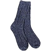 World's Softest Weekend Ragg Cable Crew Socks, One Size Fits Most, (Denim Confetti)