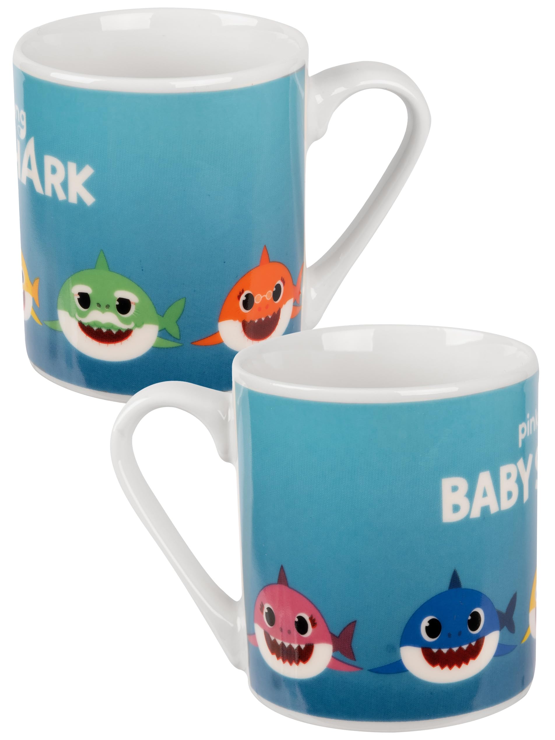 United Labels Baby Shark Mug - 5 Kids Porcelain Mugs Blue, 230 ml