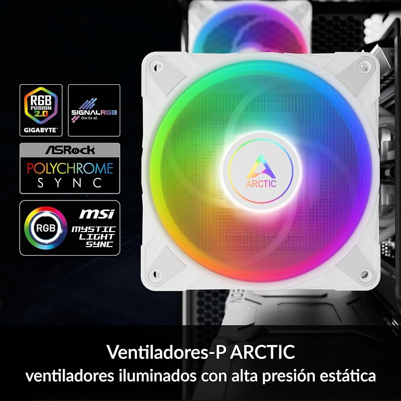 Freezer 36 A-RGB - Ventoinha CPU de torre única com Push-Pull, duas ventoinhas P de 120mm com pressão otimizada, rolamento fluidodinamic, 200-2000 RPM, 4 heatpipes, incluindo MX-6 - Branco
