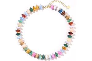 Zhuozatrfa Colorful Beaded Necklace for Women Unique Resin Beads Choker Necklaces Boho Statement Chunky Necklace Summer Vacat
