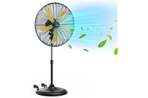 CCGIRU 5300 CFM 20" High Velocity Oscillating Pedestal Fan, 3-Speed Professional Standing Fan, Heavy Duty Industrial Fan with Aluminum Blades for Commercial, Warehouse, Garage, UL Listed