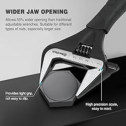 DURATECH 8-Inch Adjustable Wrench, Wide Jaw Opening