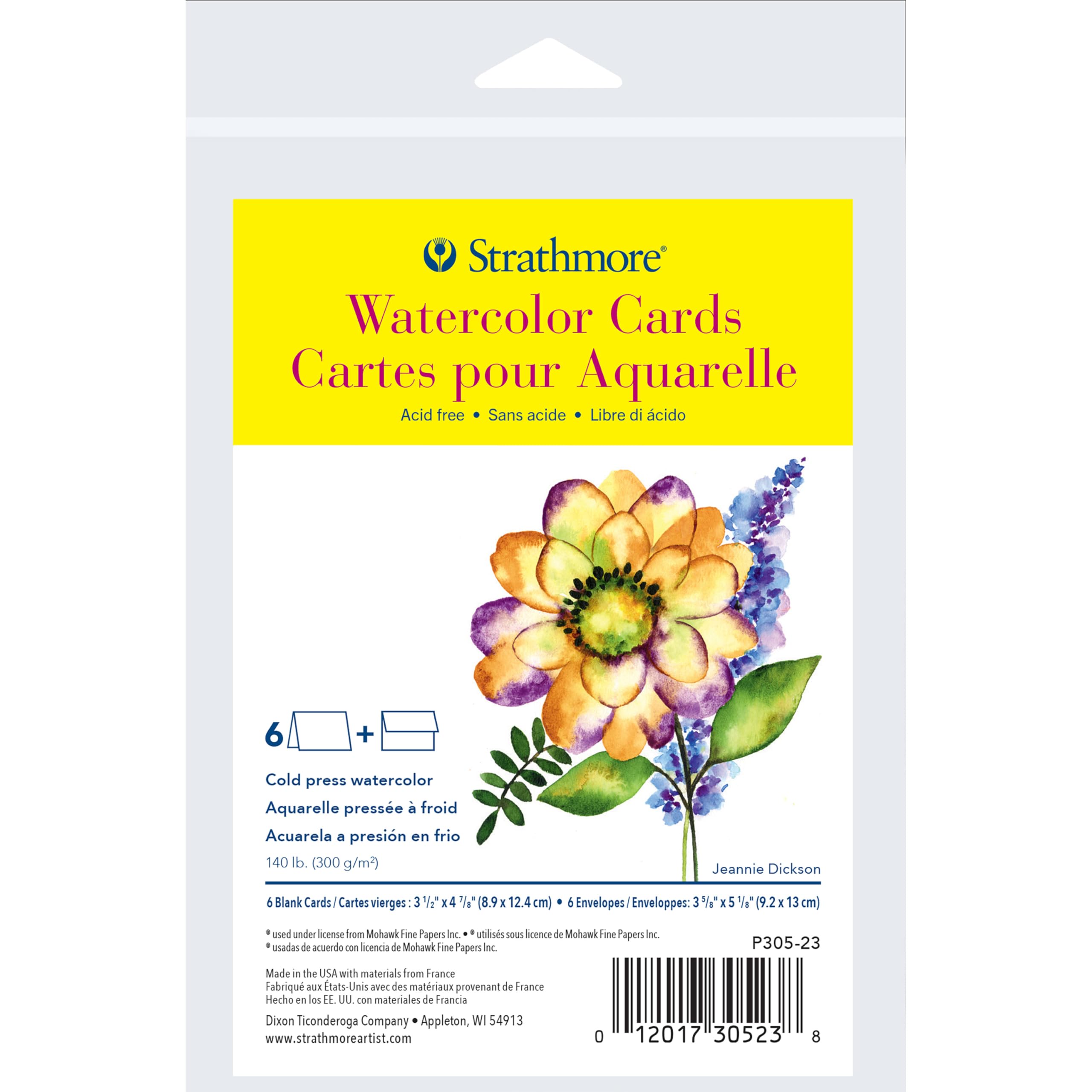 Strathmore 300 Series Watercolor Cards, Announcement Size, 3.5x4.875 inches, 6 Cards & Envelopes - Blank Greeting Cards for Weddings, Events, Birthdays, Holidays