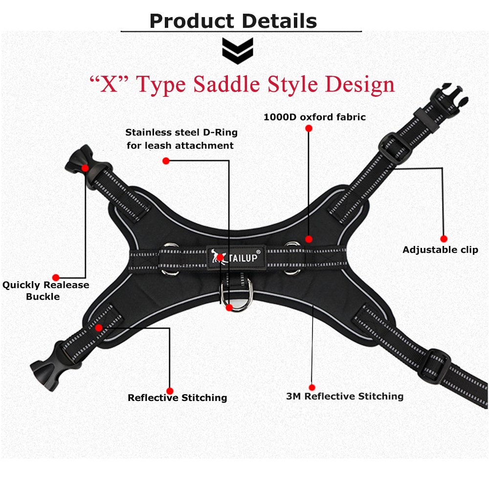 Santune Dog Harness Vest No Pull Adjustable Heavy Duty Oxford 3M Reflective Safety Pet Harnesses with Handle for Small Medium Large Dogs Walking Traveling Training (Orange, XL)