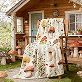 Ivarunner Mushroom Blanket 60 X 50 Inches, CottageCore Botanical Throw Blanket Spring Room Decor, Mushroom Gifts for Women, Girls, Daughter, Mother's Day
